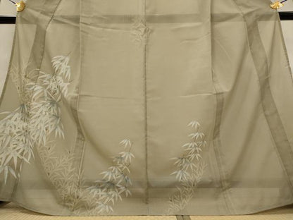 平和屋着物＊夏物　訪問着　絽　笹の葉文　金彩　洗える着物　AABL6172st