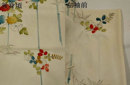 平和屋着物＊夏物　小紋　絽　草花文　銀彩　正絹　逸品　AABL6174st