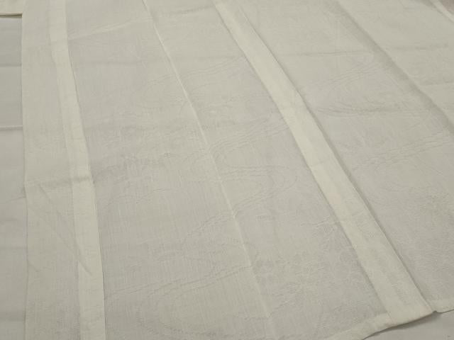 平和屋着物＊夏物　長襦袢　流水草花文紗　胡粉色　麻　逸品　AABL6180st