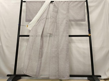 平和屋着物＊夏物　小紋　絽　矢羽根文様　洗える着物　AABL6185st