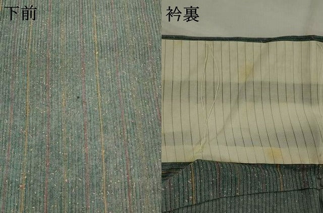 平和屋着物＊夏物　小紋　縦絽　間道　正絹　逸品　AABL6186st