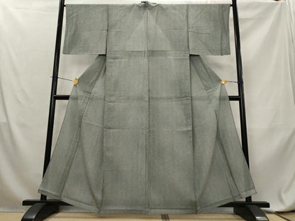平和屋着物＊夏物　小紋　縦絽　間道　正絹　逸品　AABL6186st