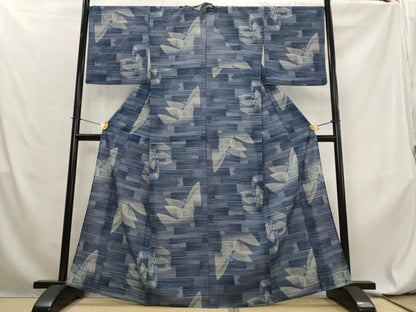 平和屋着物＊夏物　小紋　絽　舞蝶文　正絹　逸品　AABL6195st
