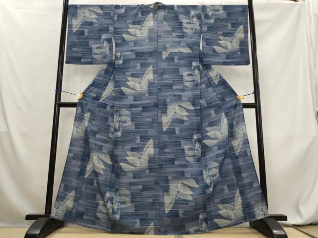 平和屋着物＊夏物　小紋　絽　舞蝶文　正絹　逸品　AABL6195st