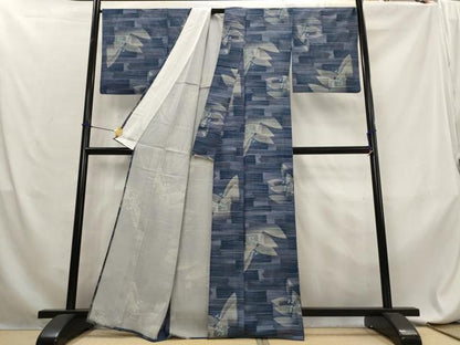 平和屋着物＊夏物　小紋　絽　舞蝶文　正絹　逸品　AABL6195st