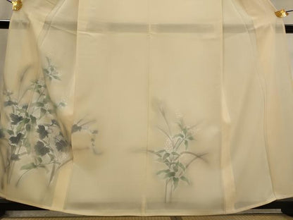 平和屋着物＊夏物　訪問着　絽　草花文　暈し染め　正絹　逸品　AABL6197st