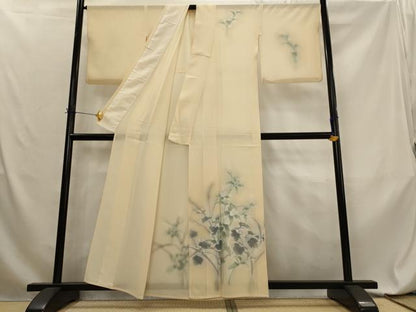 平和屋着物＊夏物　訪問着　絽　草花文　暈し染め　正絹　逸品　AABL6197st