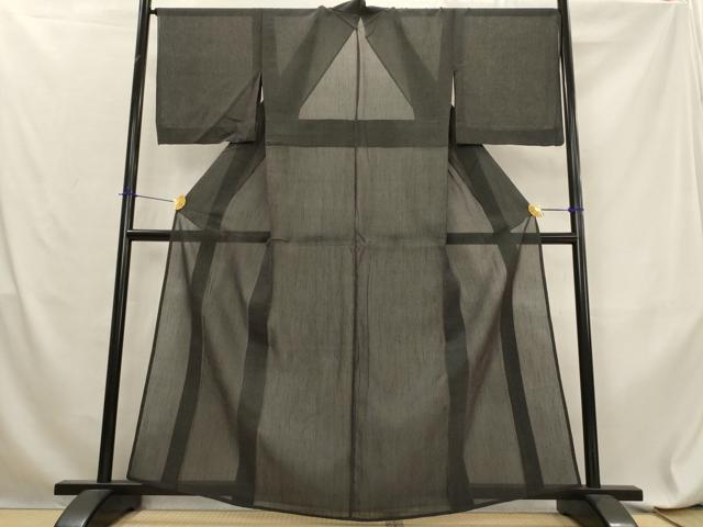 平和屋着物＊夏物　紗紬　十字絣　黒地　正絹　逸品　AABL6198st