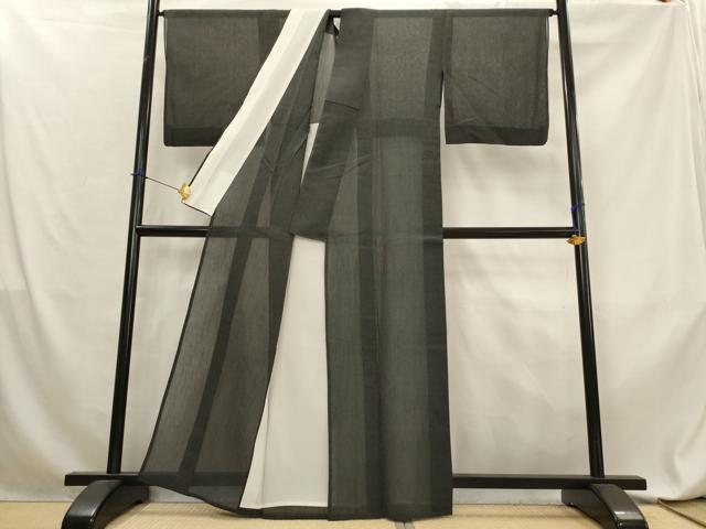 平和屋着物＊夏物　紗紬　十字絣　黒地　正絹　逸品　AABL6198st