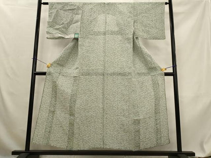平和屋着物＊夏物　本場小千谷ちぢみ　笹竹文　反端付き　麻　逸品　AABL6199st