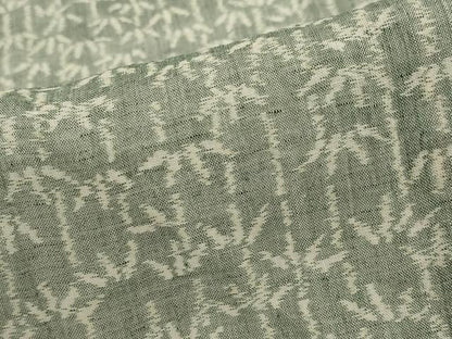 平和屋着物＊夏物　本場小千谷ちぢみ　笹竹文　反端付き　麻　逸品　AABL6199st