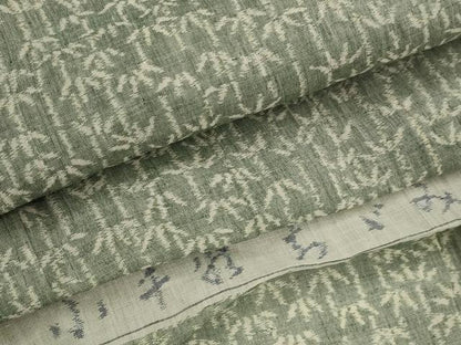 平和屋着物＊夏物　本場小千谷ちぢみ　笹竹文　反端付き　麻　逸品　AABL6199st