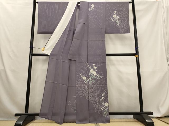 平和屋着物＊夏物　訪問着　絽　草花文　正絹　逸品　AABL6200st