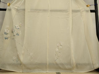 平和屋着物＊夏物　訪問着　絽　手描き　枝花文　正絹　逸品　AABL6203st