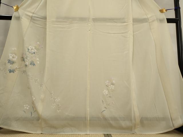 平和屋着物＊夏物　訪問着　絽　手描き　枝花文　正絹　逸品　AABL6203st