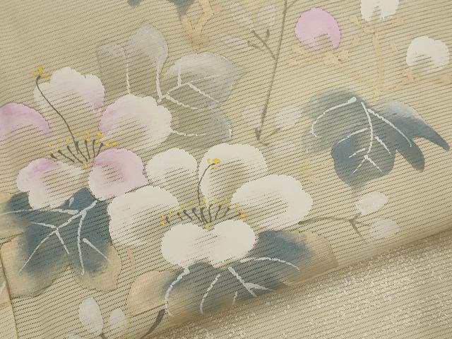 平和屋着物＊夏物　訪問着　絽　手描き　枝花文　正絹　逸品　AABL6203st