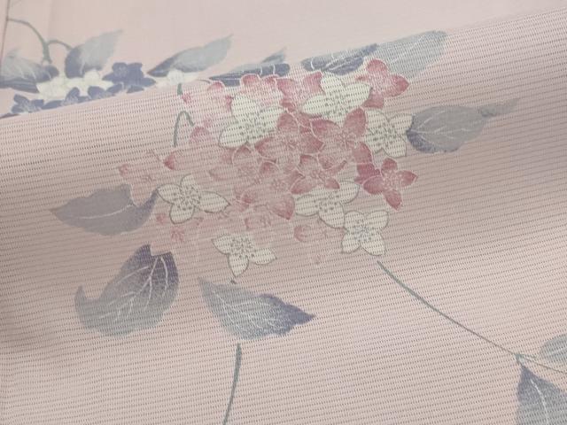平和屋着物＊夏物　小紋　絽　紫陽花　洗える着物　未使用　AABL6204st