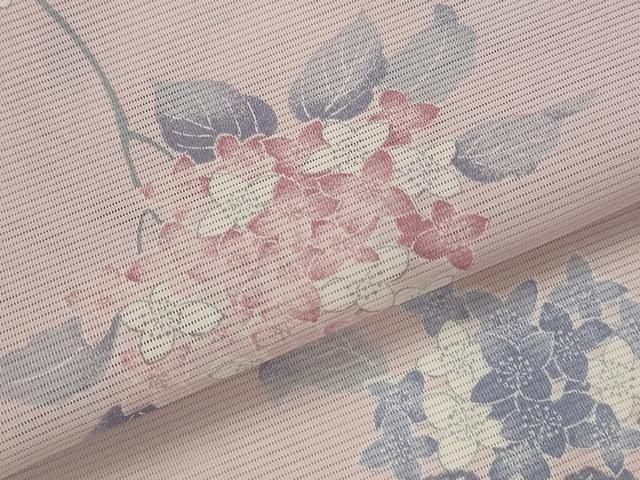 平和屋着物＊夏物　小紋　絽　紫陽花　洗える着物　未使用　AABL6204st