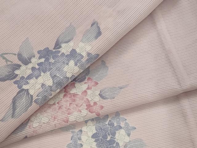 平和屋着物＊夏物　小紋　絽　紫陽花　洗える着物　未使用　AABL6204st