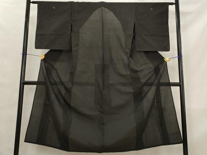 平和屋着物＊夏物　紗紬　黒色　正絹　逸品　AABL6207st