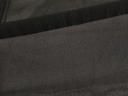 平和屋着物＊夏物　小紋　二重紗　縞　黒地　銀糸　正絹　逸品　AABL6209st