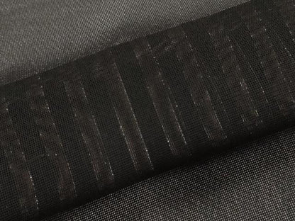 平和屋着物＊夏物　小紋　二重紗　縞　黒地　銀糸　正絹　逸品　AABL6209st