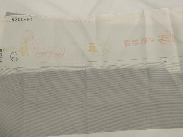 平和屋着物＊夏物　訪問着　縦絽　草花文　銀彩　反端付き　正絹　逸品　AABL6210st