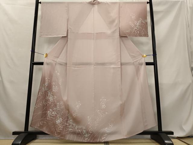 平和屋着物＊夏物　訪問着　絽　草花文　暈し染め　金銀彩　正絹　逸品　AABL6213st