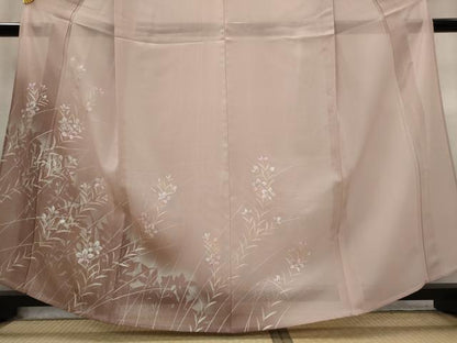 平和屋着物＊夏物　訪問着　絽　草花文　暈し染め　金銀彩　正絹　逸品　AABL6213st