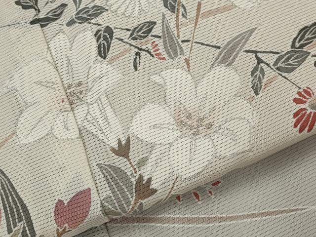 平和屋着物＊夏物　訪問着　絽　枝花文　暈し染め　銀糸　銀彩　反端付き　正絹　逸品　AABL6214st
