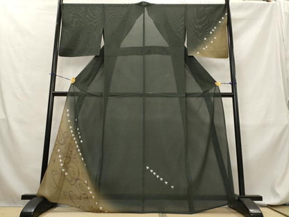 平和屋着物＊夏物　訪問着　絽　流水飛鳥文　暈し染め　金彩　正絹　逸品　AABL6215st
