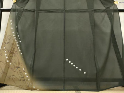 平和屋着物＊夏物　訪問着　絽　流水飛鳥文　暈し染め　金彩　正絹　逸品　AABL6215st