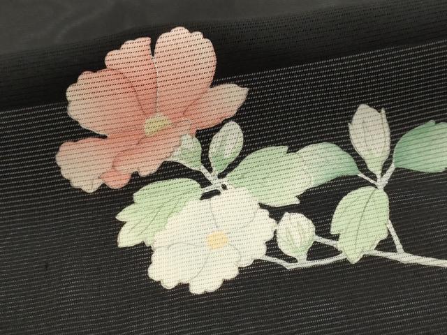 平和屋着物＊夏物　小紋　絽　舞花文　黒地　正絹　逸品　未使用　AABL6216st
