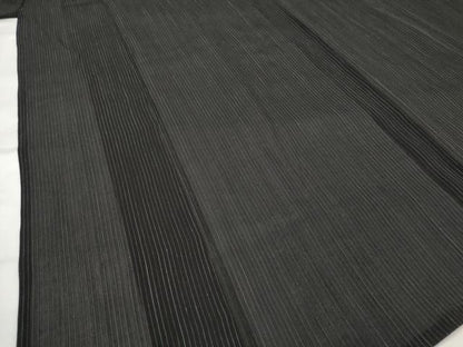 平和屋着物＊夏物　男性　紗紬　縞　黒地　正絹　逸品　AABL6223st