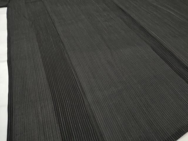 平和屋着物＊夏物　男性　紗紬　縞　黒地　正絹　逸品　AABL6223st