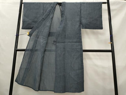 平和屋着物＊夏物　男性　本場小千谷ちぢみ　鉄御納戸色　麻　逸品　AABL6224st