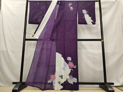 平和屋着物＊夏物　訪問着　絽　枝花文　洗える着物　AABL6228st
