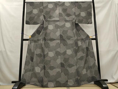 平和屋着物＊夏物　江戸小紋　絽　寄せ小紋柄　黒地　正絹　逸品　AABL6233st