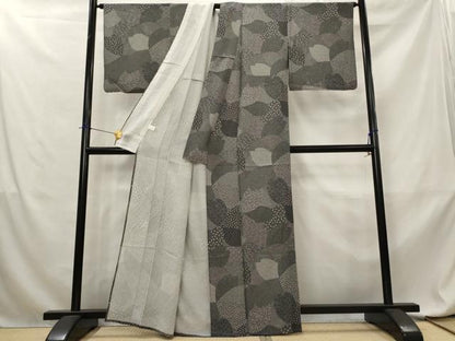 平和屋着物＊夏物　江戸小紋　絽　寄せ小紋柄　黒地　正絹　逸品　AABL6233st