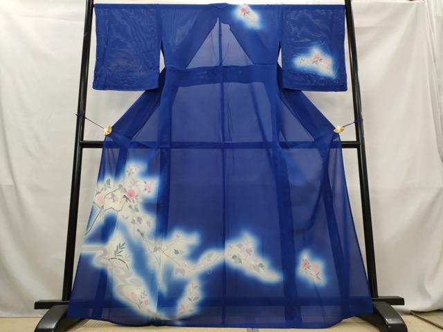 平和屋着物＊夏物　訪問着　絽　友禅　流水枝花文　暈し染め　正絹　逸品　AABL6240st