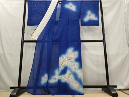 平和屋着物＊夏物　訪問着　絽　友禅　流水枝花文　暈し染め　正絹　逸品　AABL6240st