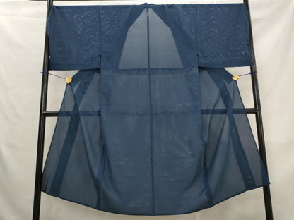 平和屋着物＊夏物　男性　色無地　絽　青褐色　キングサイズ　洗える着物　AABL6241st