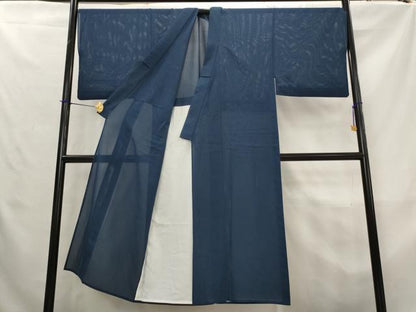 平和屋着物＊夏物　男性　色無地　絽　青褐色　キングサイズ　洗える着物　AABL6241st