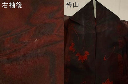 平和屋着物＊夏物　小紋　紗　楓　正絹　逸品　AABL6245st