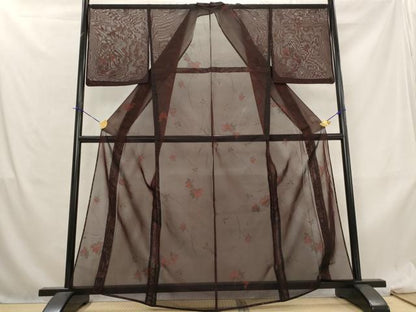 平和屋着物＊夏物　小紋　紗　楓　正絹　逸品　AABL6245st