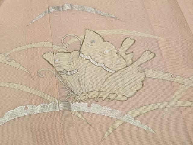 平和屋着物＊夏物　訪問着　絽　駒刺繍　雪芝舞蝶文　銀彩　正絹　逸品　AABL6247st