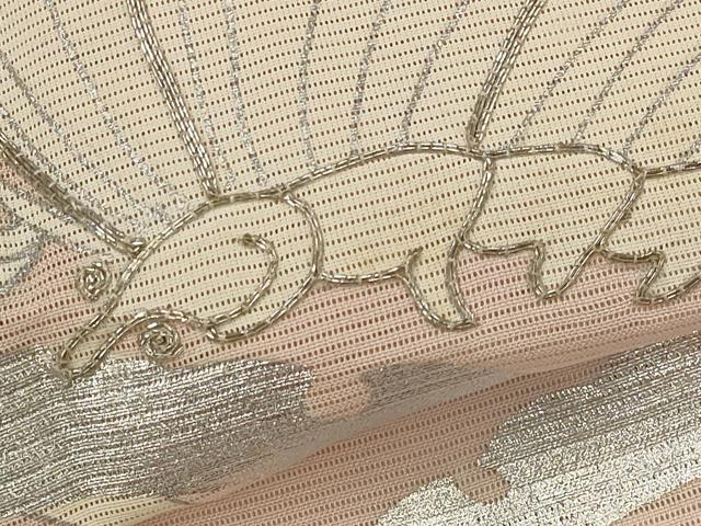 平和屋着物＊夏物　訪問着　絽　駒刺繍　雪芝舞蝶文　銀彩　正絹　逸品　AABL6247st