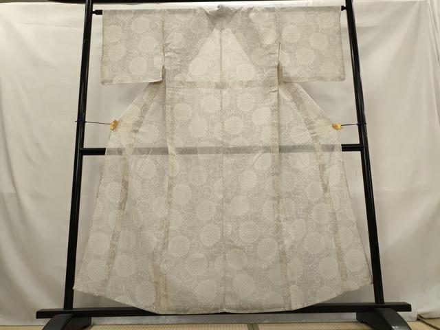 平和屋着物＊夏物　紗紬　花唐草文　正絹　逸品　AABL6256st