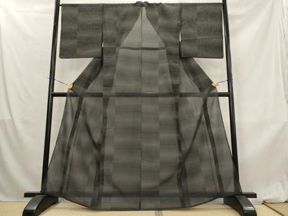 平和屋着物＊夏物　本場大島紬　夏大島　横段文　正絹　逸品　AABL6262st
