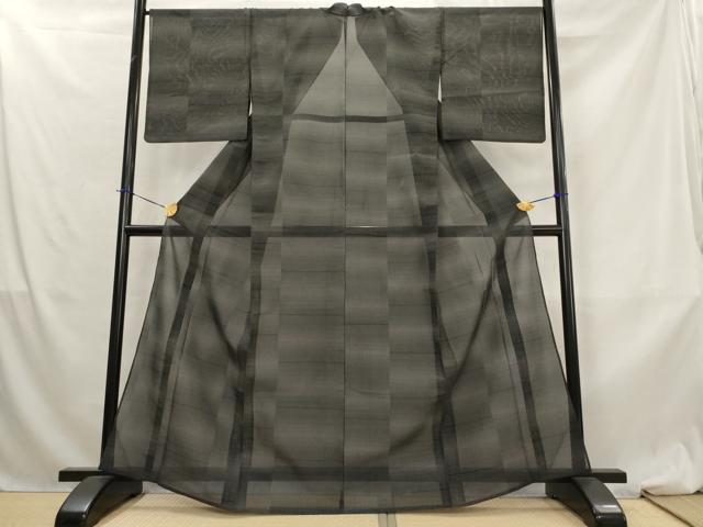 平和屋着物＊夏物　本場大島紬　夏大島　横段文　正絹　逸品　AABL6262st